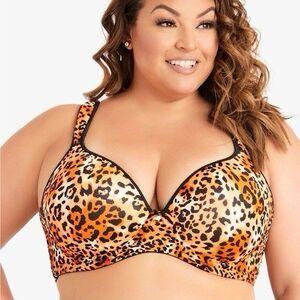 Ashley Stewart Plunge Butterfly Charm Bra Size 46DD NEW Animal Print